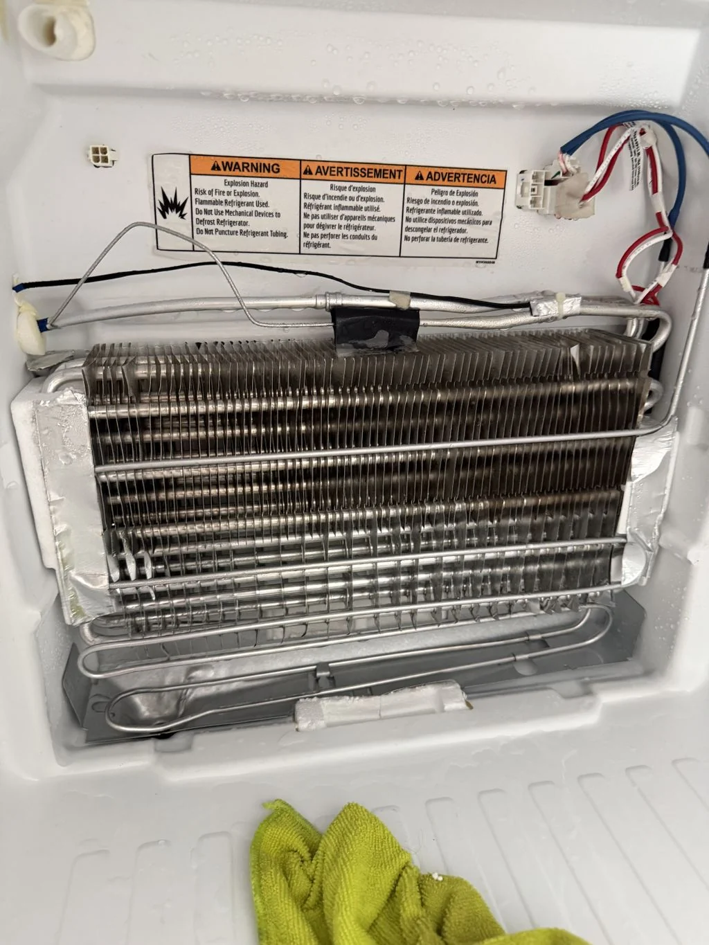 Refrigerator evaporator assembly during an Extory service visit